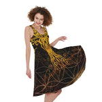 Yggdrasil Tree Of Life Print Women's Sleeveless Dress