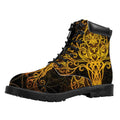 Yggdrasil Tree Of Life Print Padded Collar Lace Up Boots