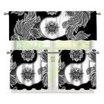 Yin And Yang Koi Carp Fish Print 3 Piece Kitchen Curtains