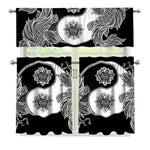 Yin And Yang Koi Carp Fish Print 3 Piece Kitchen Curtains