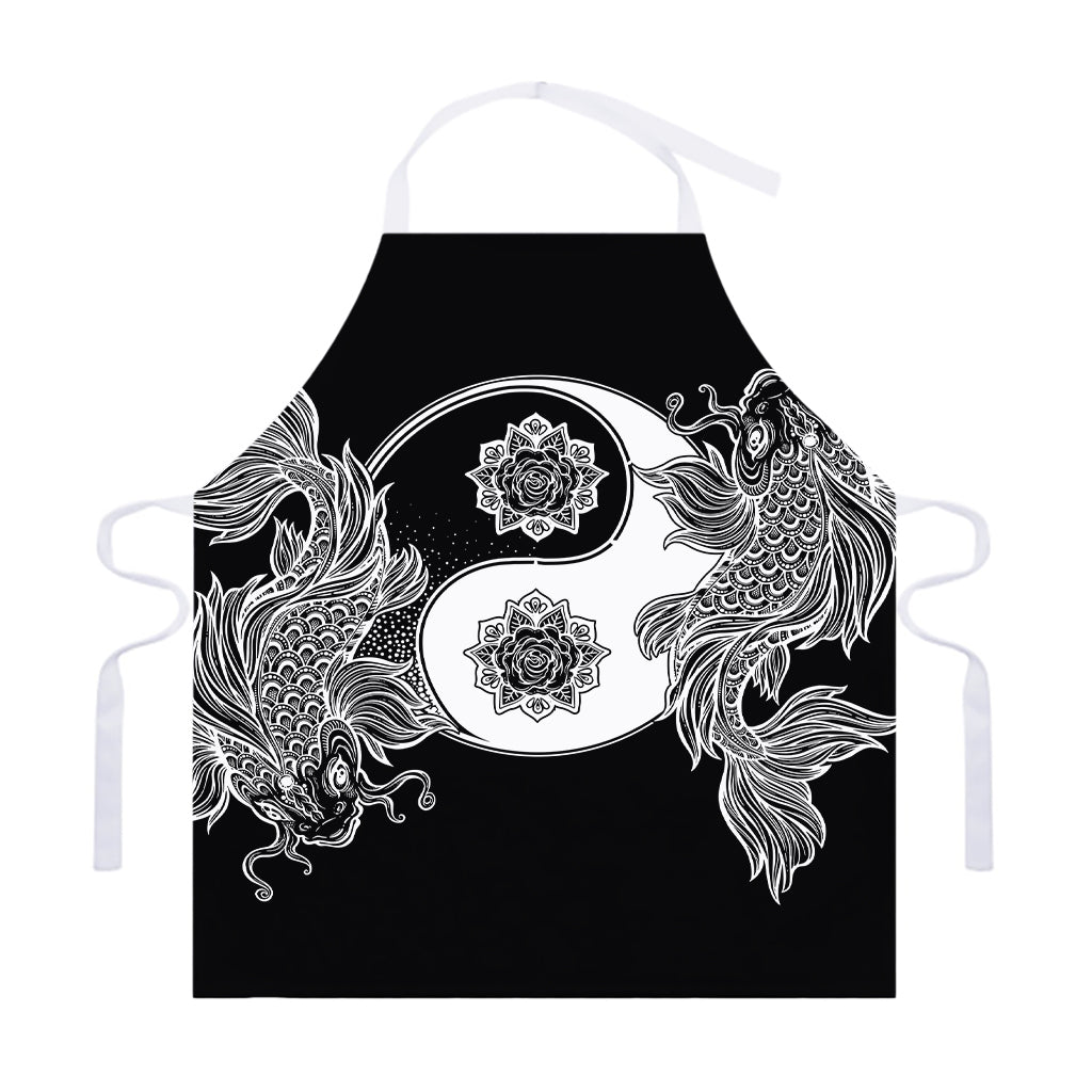 Yin And Yang Koi Carp Fish Print Adjustable Apron