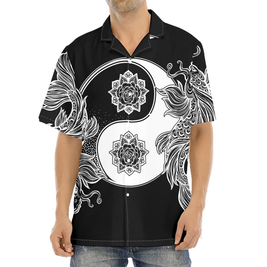 Yin And Yang Koi Carp Fish Print Aloha Shirt