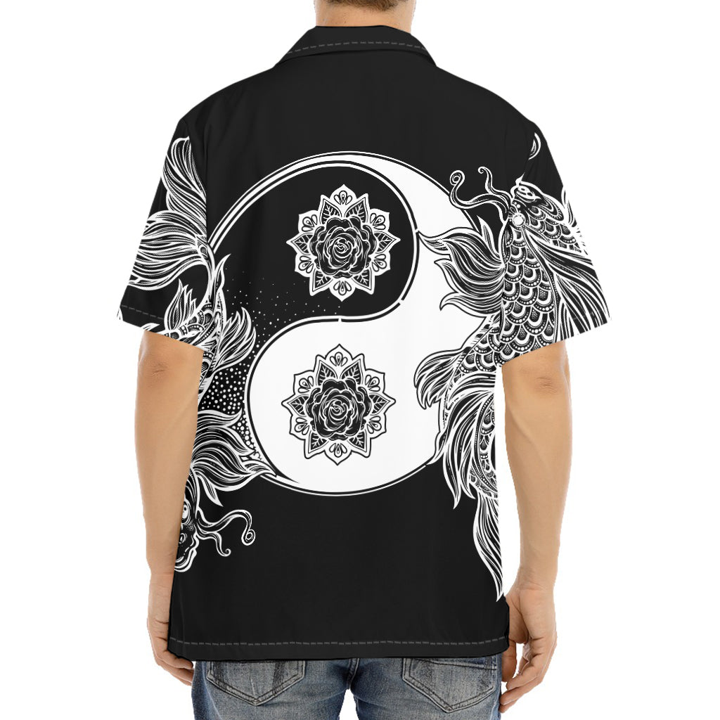 Yin And Yang Koi Carp Fish Print Aloha Shirt
