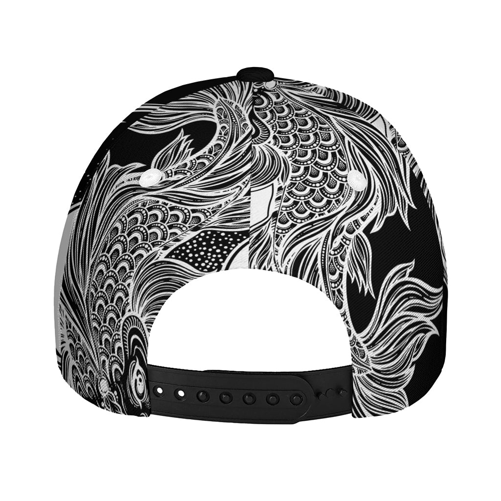 Yin And Yang Koi Carp Fish Print Baseball Cap