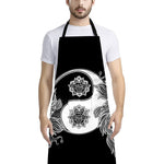 Yin And Yang Koi Carp Fish Print Bib Apron With Pocket