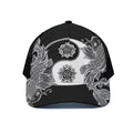 Yin And Yang Koi Carp Fish Print Black Mesh Trucker Hat