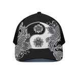 Yin And Yang Koi Carp Fish Print Black Mesh Trucker Cap