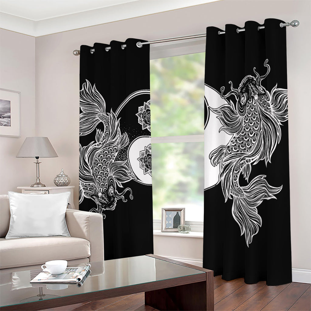 Yin And Yang Koi Carp Fish Print Blackout Grommet Curtains