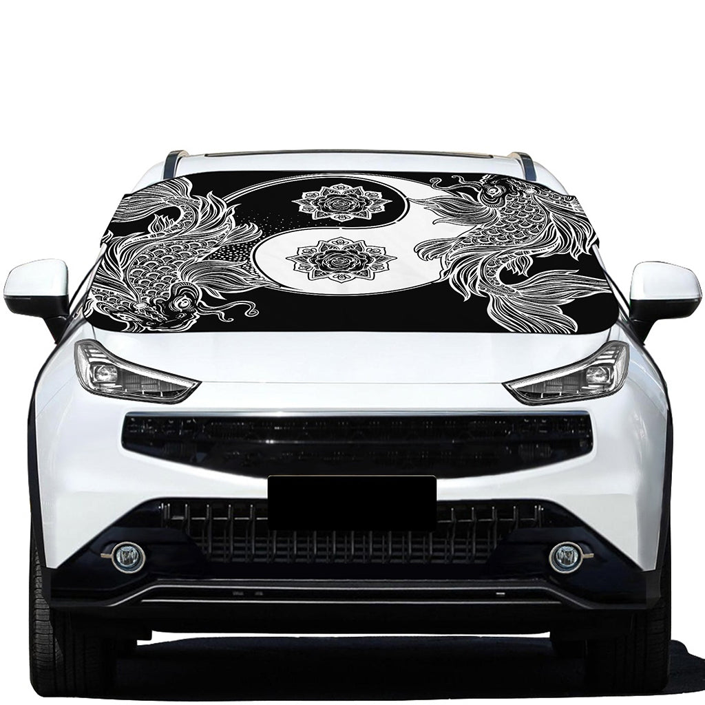 Yin And Yang Koi Carp Fish Print Car Windshield Snow Cover