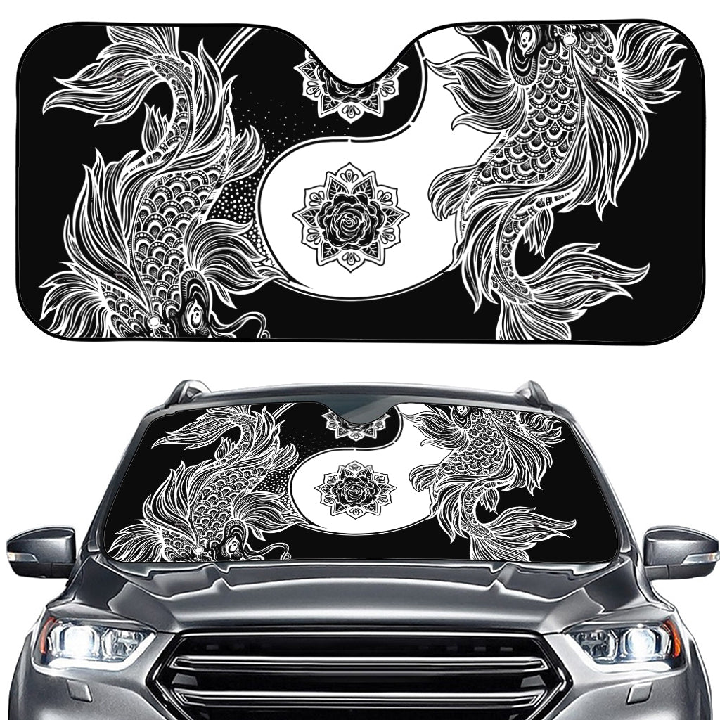 Yin And Yang Koi Carp Fish Print Car Windshield Sun Shade