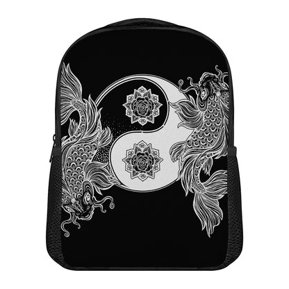 Yin And Yang Koi Carp Fish Print Casual Backpack
