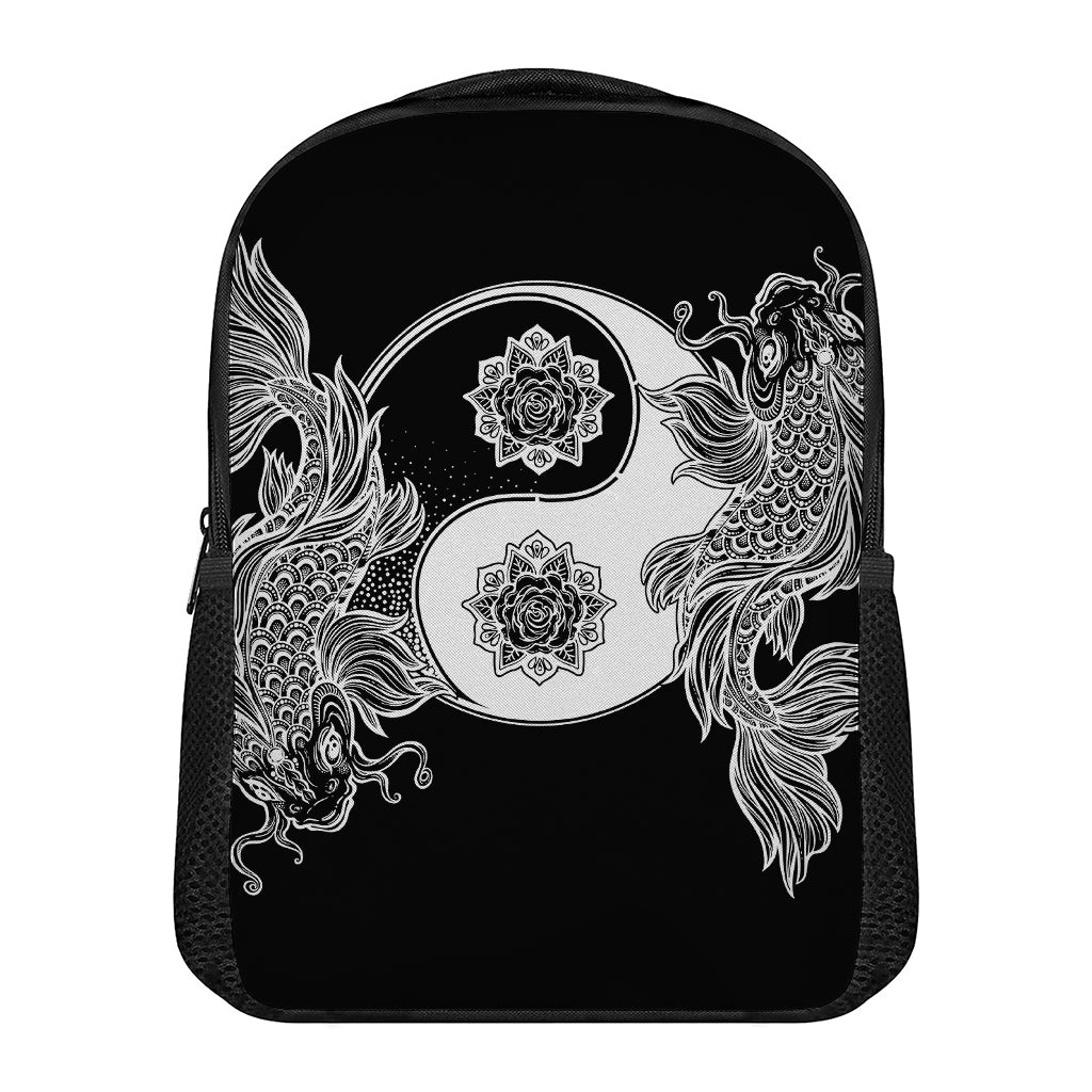Yin And Yang Koi Carp Fish Print Casual Backpack