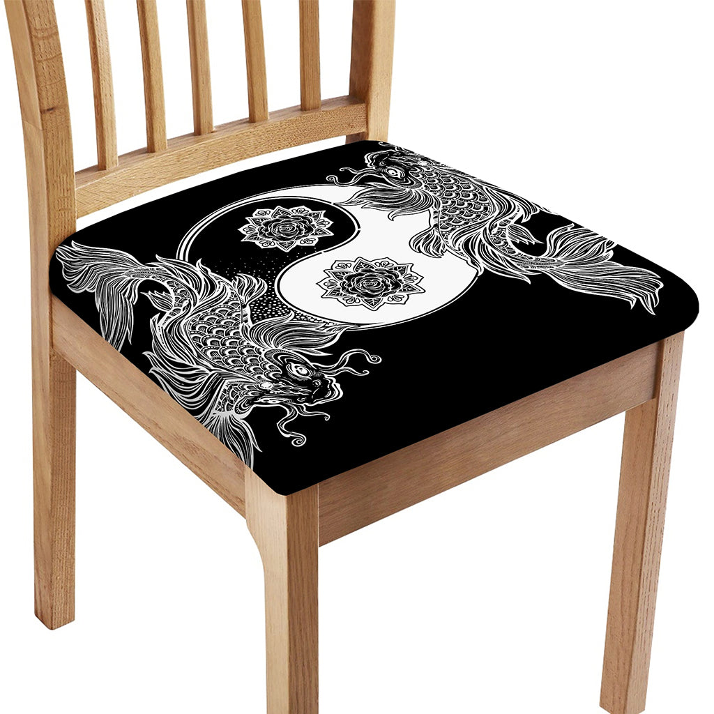 Yin And Yang Koi Carp Fish Print Chair Cushion Cover