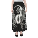 Yin And Yang Koi Carp Fish Print Chiffon Maxi Skirt