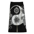 Yin And Yang Koi Carp Fish Print Cotton Front Slit Maxi Skirt