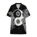 Yin And Yang Koi Carp Fish Print Cotton Hawaiian Shirt