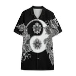 Yin And Yang Koi Carp Fish Print Cotton Hawaiian Shirt