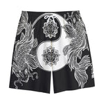 Yin And Yang Koi Carp Fish Print Cotton Shorts