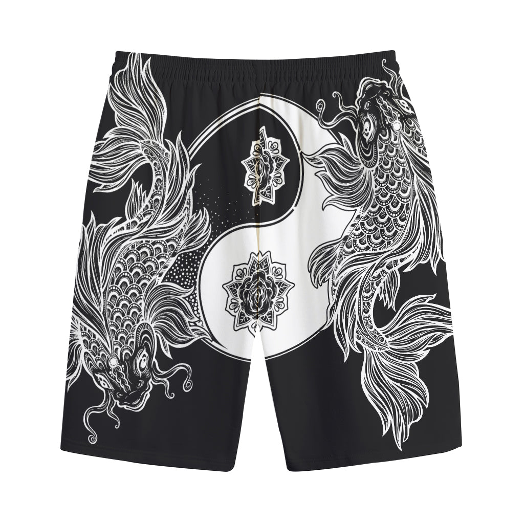 Yin And Yang Koi Carp Fish Print Cotton Shorts