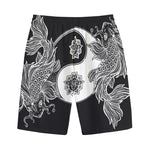 Yin And Yang Koi Carp Fish Print Cotton Shorts