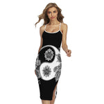 Yin And Yang Koi Carp Fish Print Cross Back Cami Dress