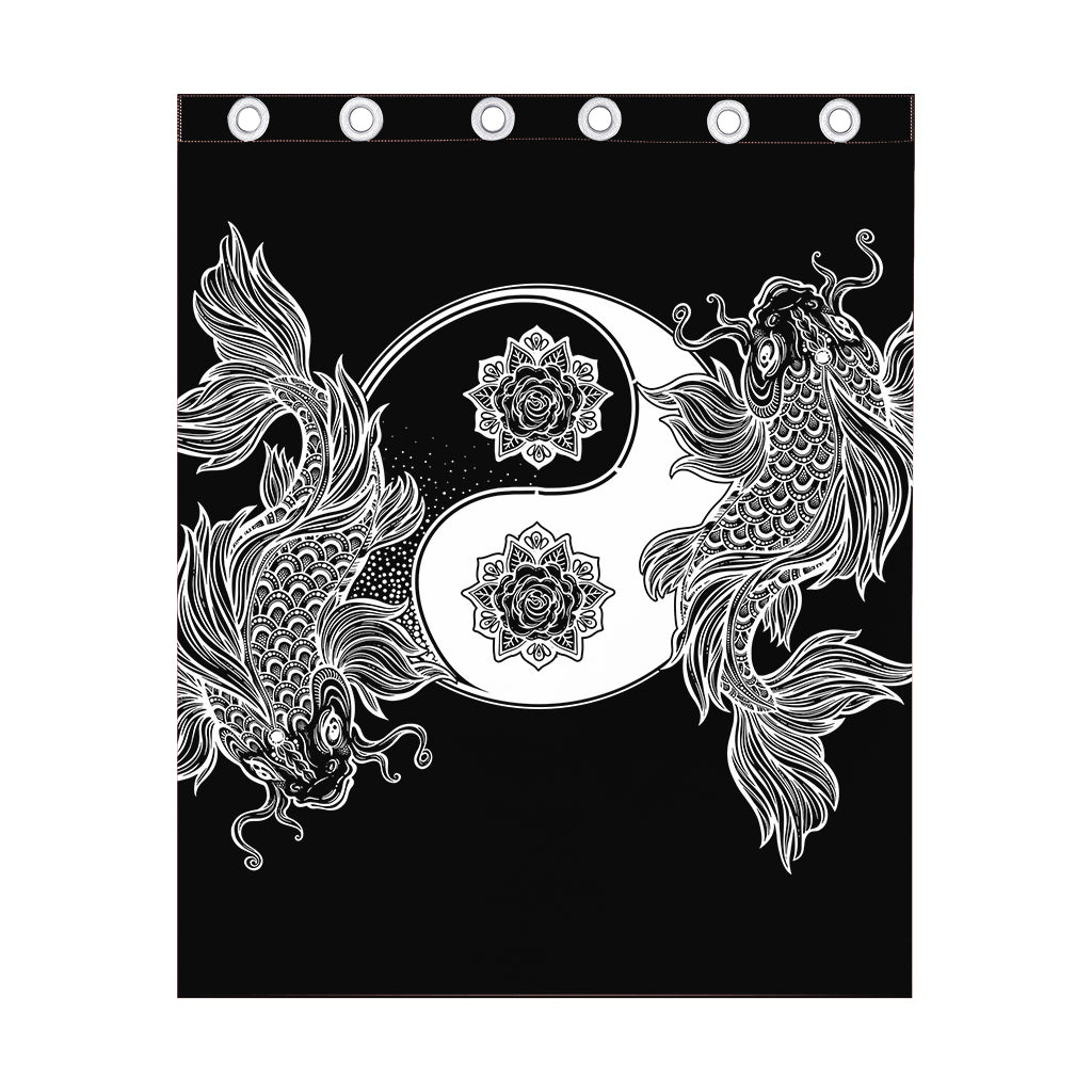 Yin And Yang Koi Carp Fish Print Curtain