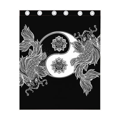 Yin And Yang Koi Carp Fish Print Curtain
