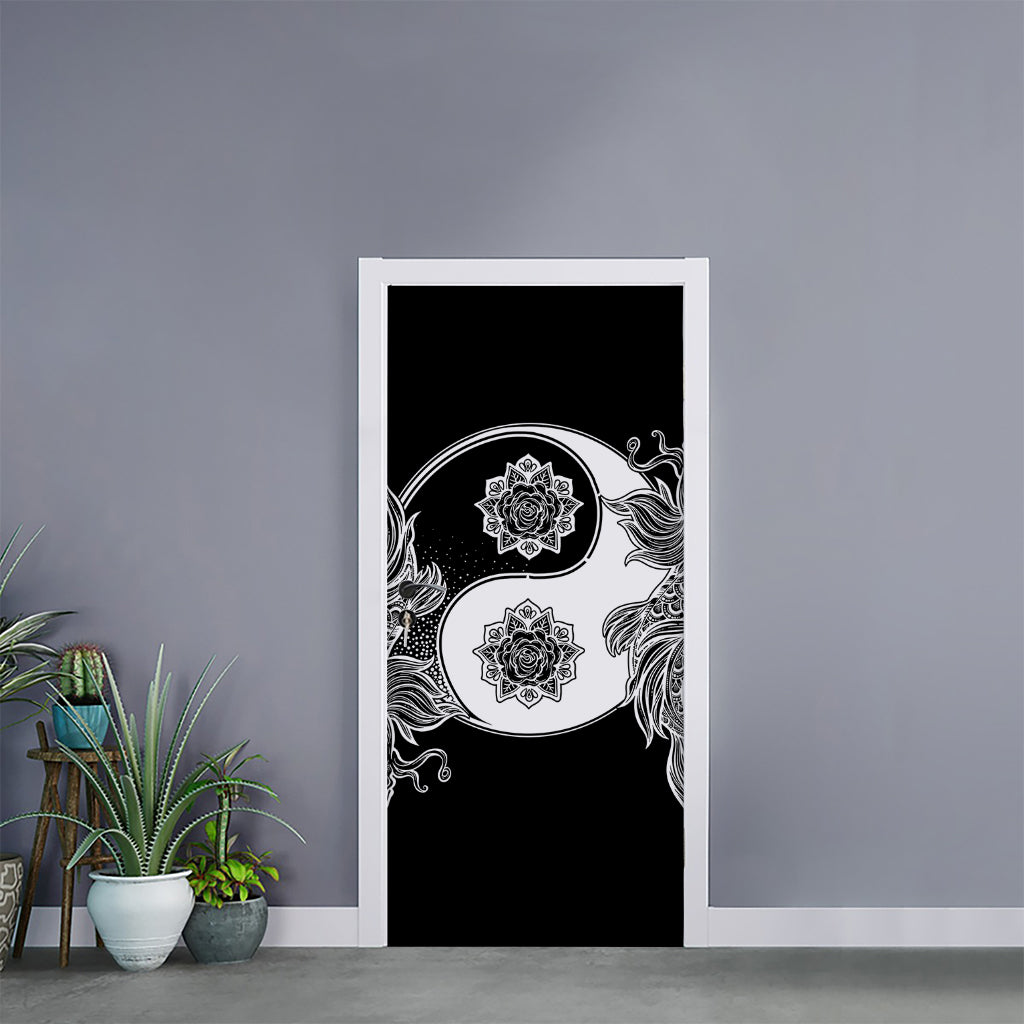 Yin And Yang Koi Carp Fish Print Door Sticker