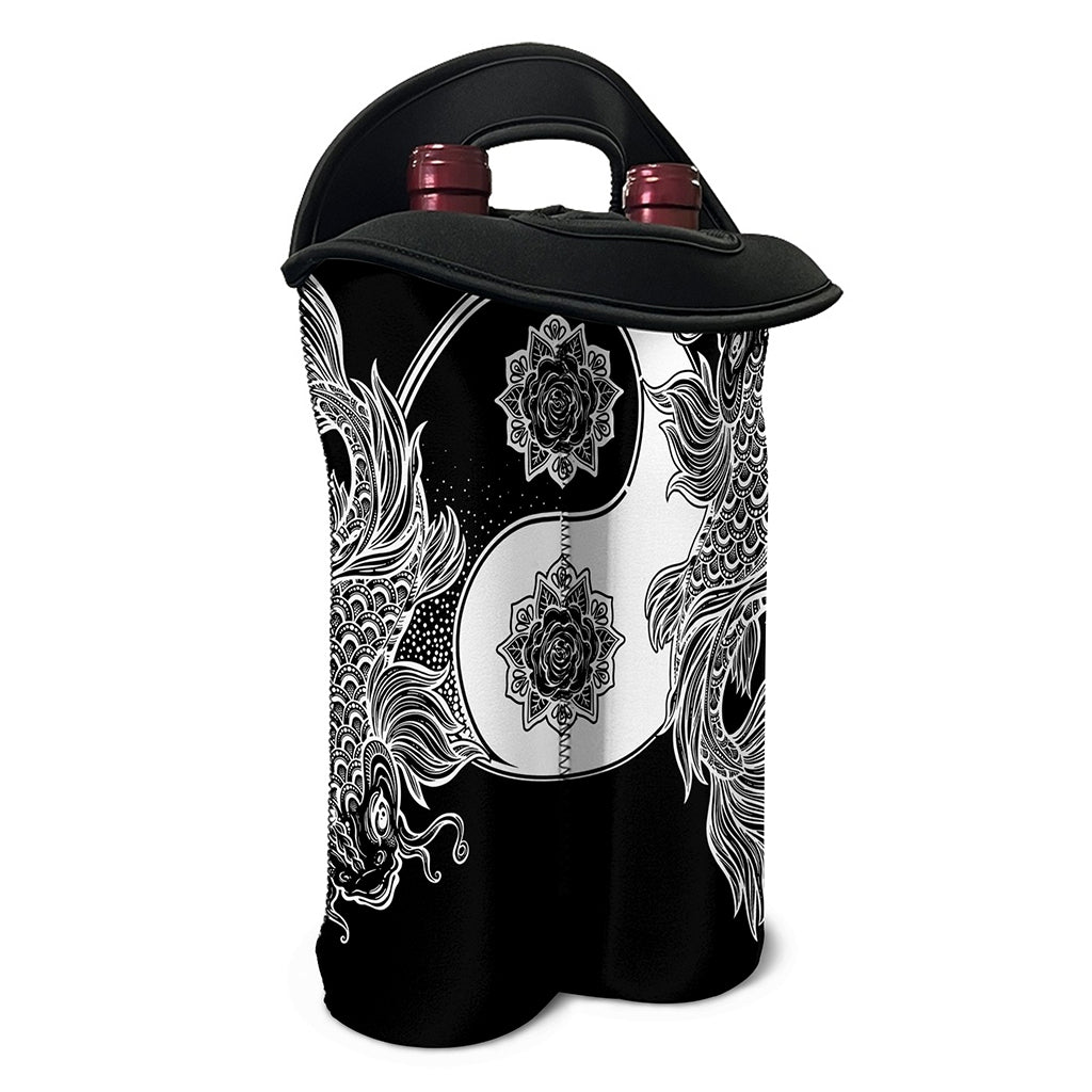 Yin And Yang Koi Carp Fish Print Double Neoprene Wine Tote