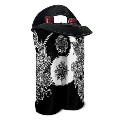 Yin And Yang Koi Carp Fish Print Double Neoprene Wine Tote