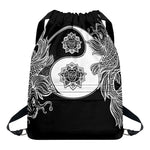 Yin And Yang Koi Carp Fish Print Drawstring Backpack