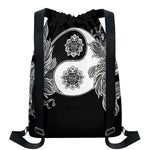Yin And Yang Koi Carp Fish Print Drawstring Backpack