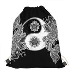 Yin And Yang Koi Carp Fish Print Drawstring Bag