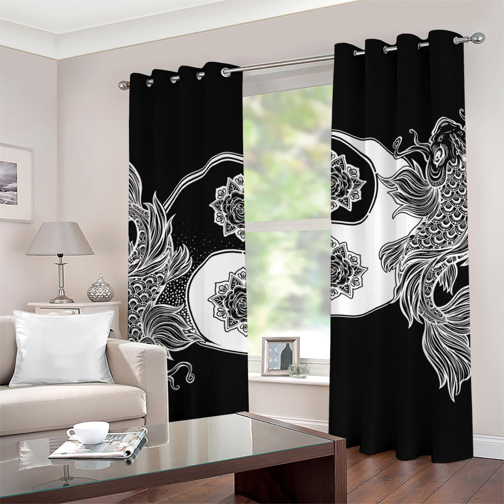 Yin And Yang Koi Carp Fish Print Grommet Curtains