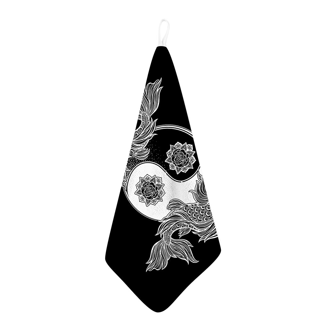 Yin And Yang Koi Carp Fish Print Hand Towel