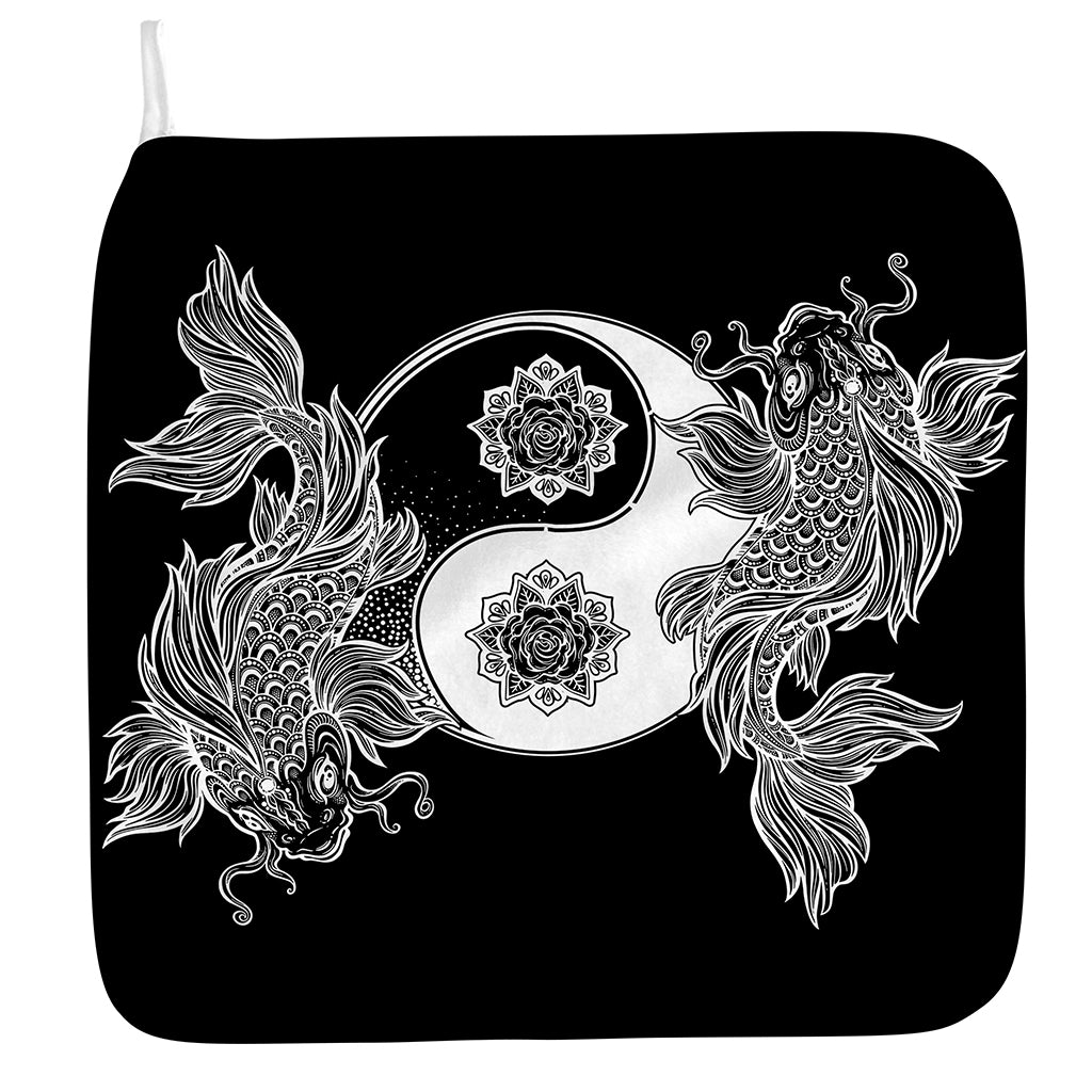 Yin And Yang Koi Carp Fish Print Hand Towel