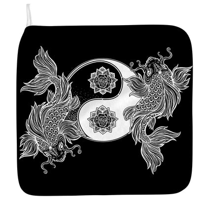 Yin And Yang Koi Carp Fish Print Hand Towel