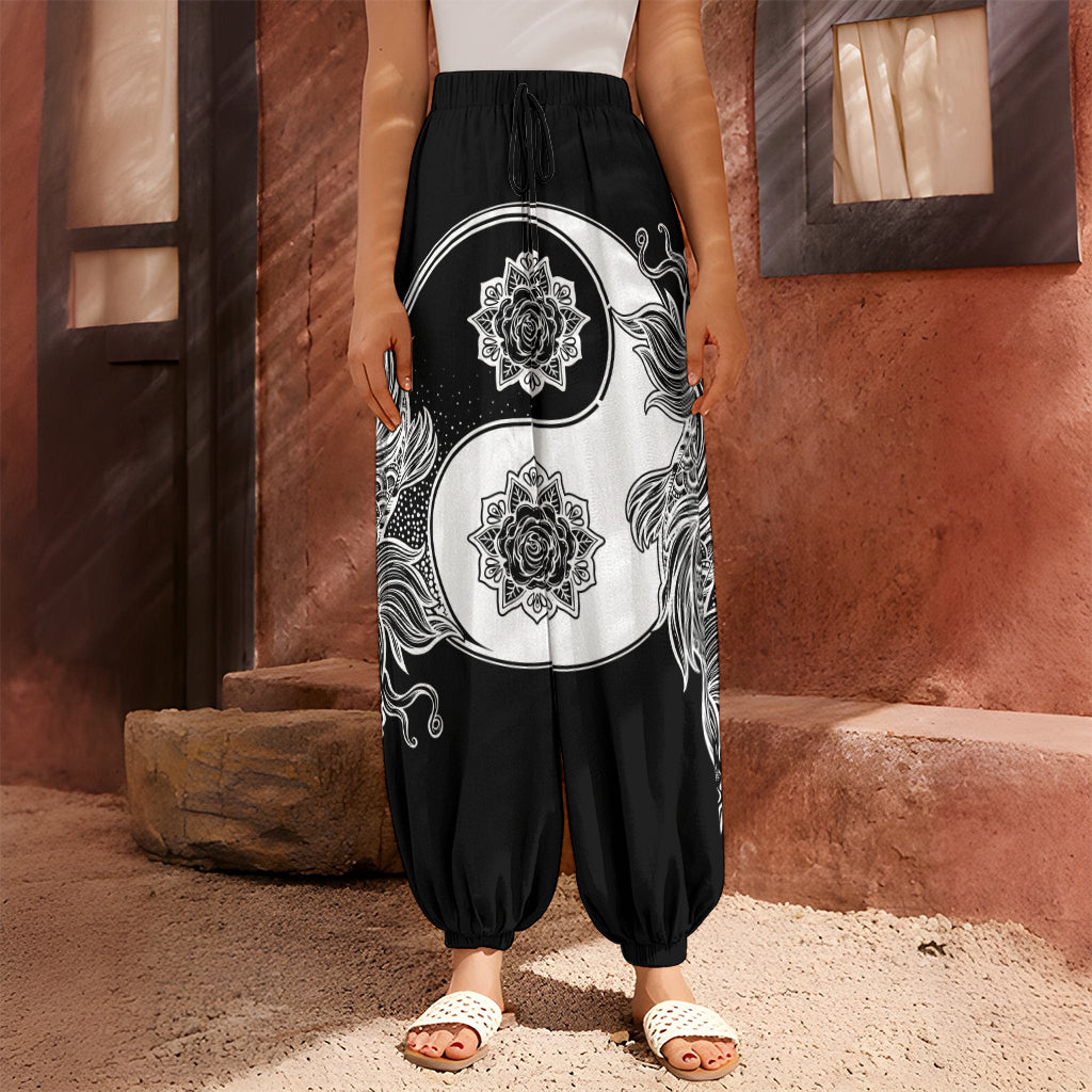 Yin And Yang Koi Carp Fish Print Harem Pants