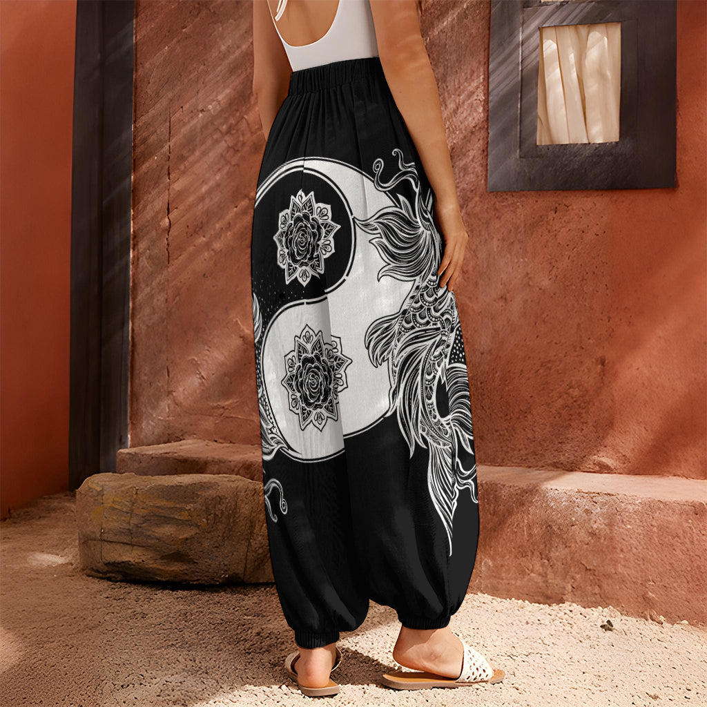 Yin And Yang Koi Carp Fish Print Harem Pants