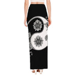 Yin And Yang Koi Carp Fish Print High Slit Maxi Skirt