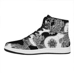 Yin And Yang Koi Carp Fish Print High Top Leather Sneakers