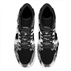 Yin And Yang Koi Carp Fish Print High Top Leather Sneakers