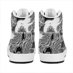 Yin And Yang Koi Carp Fish Print High Top Leather Sneakers