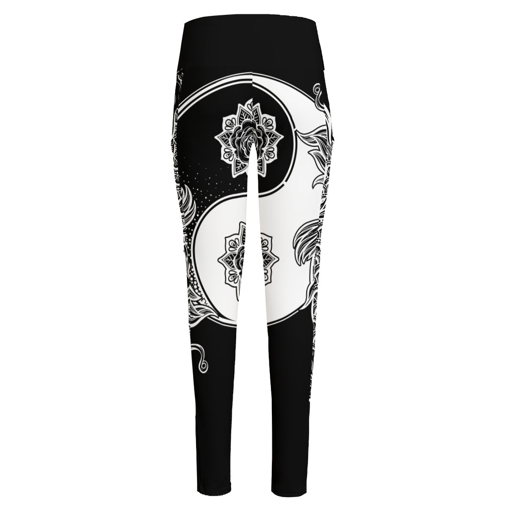 Yin And Yang Koi Carp Fish Print High-Waisted Pocket Leggings