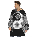 Yin And Yang Koi Carp Fish Print Hoodie Blanket
