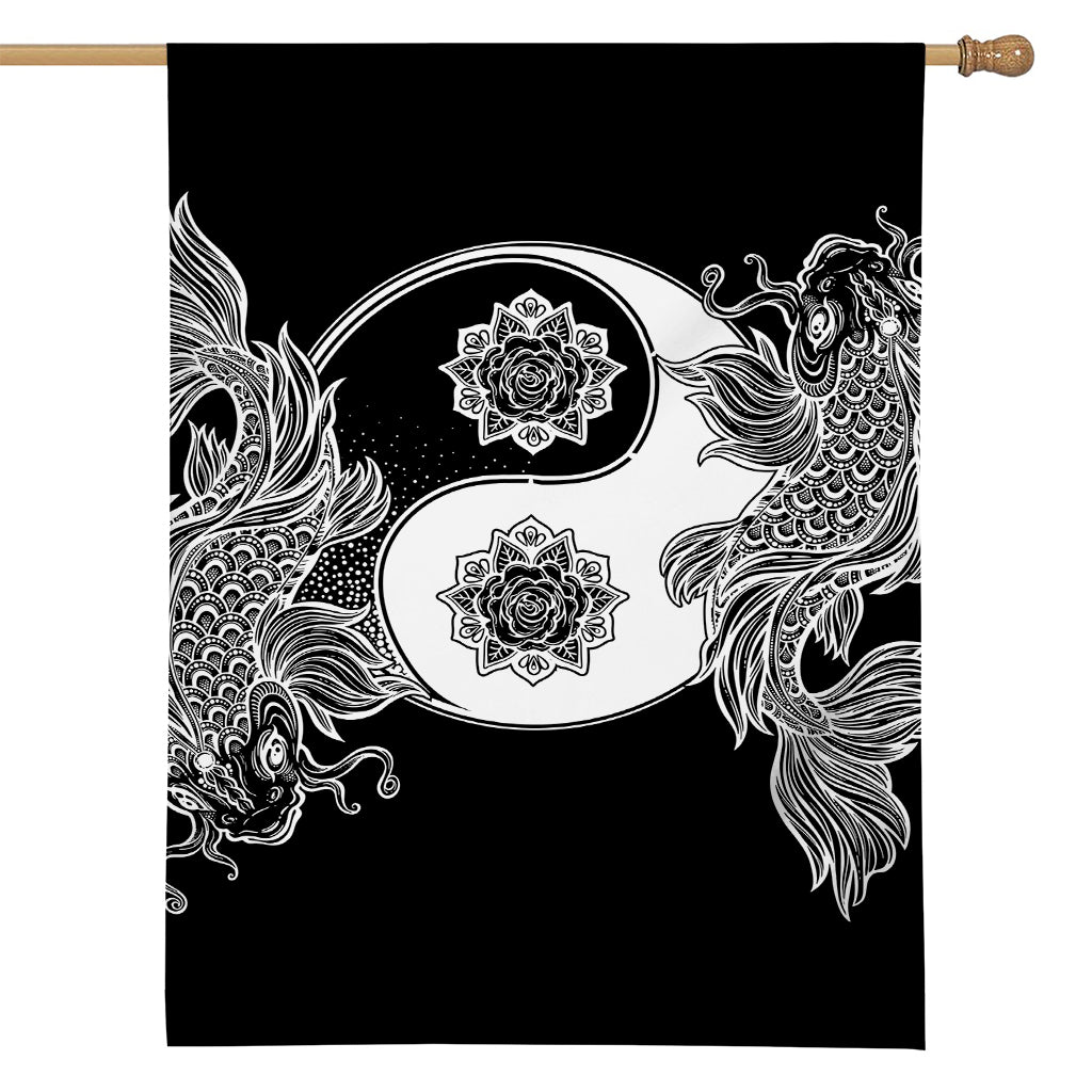 Yin And Yang Koi Carp Fish Print House Flag