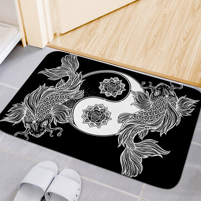 Yin And Yang Koi Carp Fish Print Indoor Door Mat