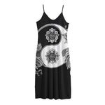 Yin And Yang Koi Carp Fish Print Jersey Midi Cami Dress
