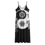 Yin And Yang Koi Carp Fish Print Jersey Midi Cami Dress