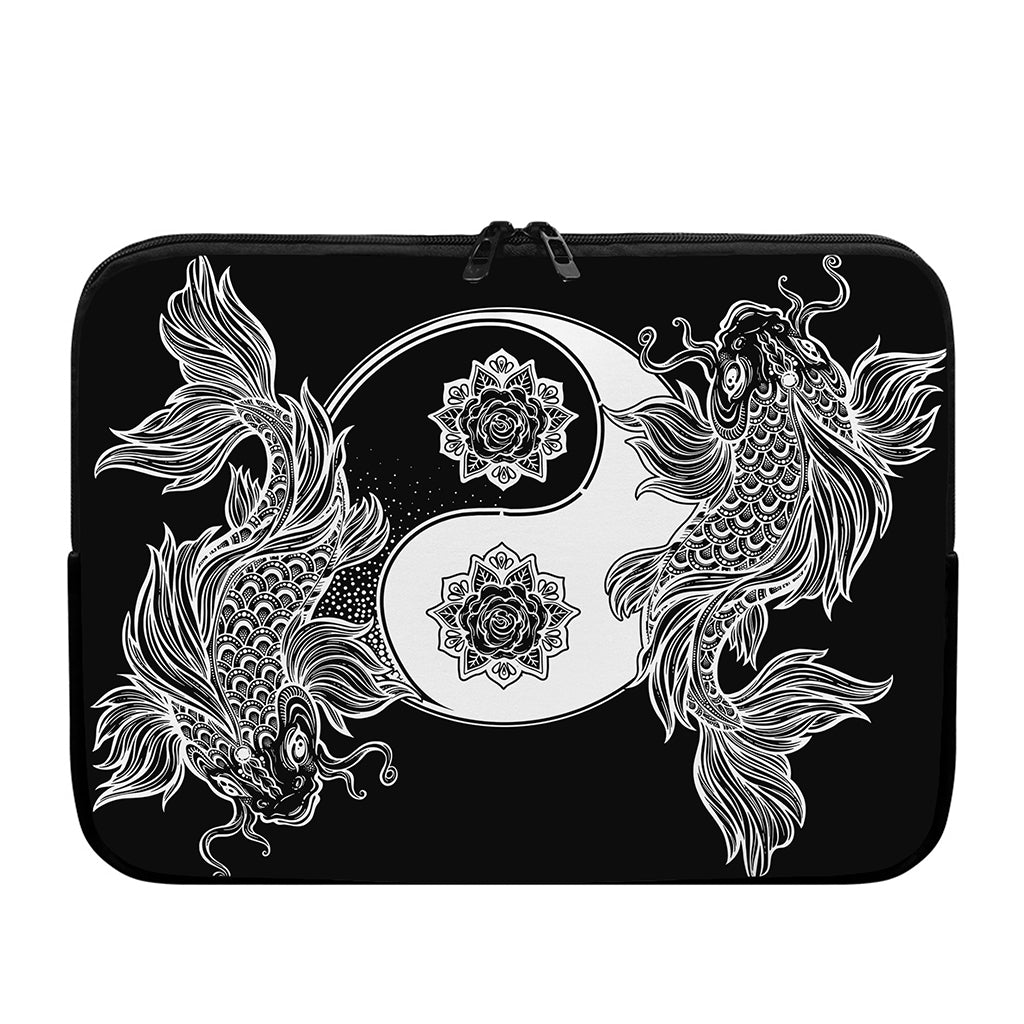 Yin And Yang Koi Carp Fish Print Laptop Sleeve